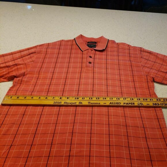 Bolle Men Golf Red Black Check Short Sleeve Polo Golf Shirt Size Medium cotton - Picture 6 of 8